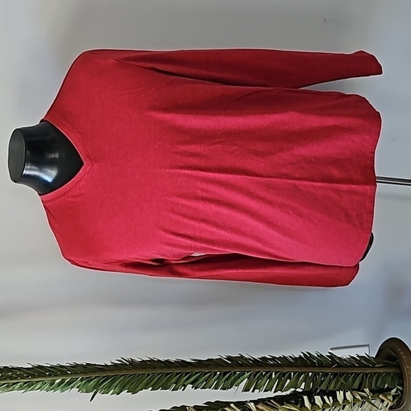 APT.9 Red V-neck Long Sleeve Tee - Picture 1 of 9